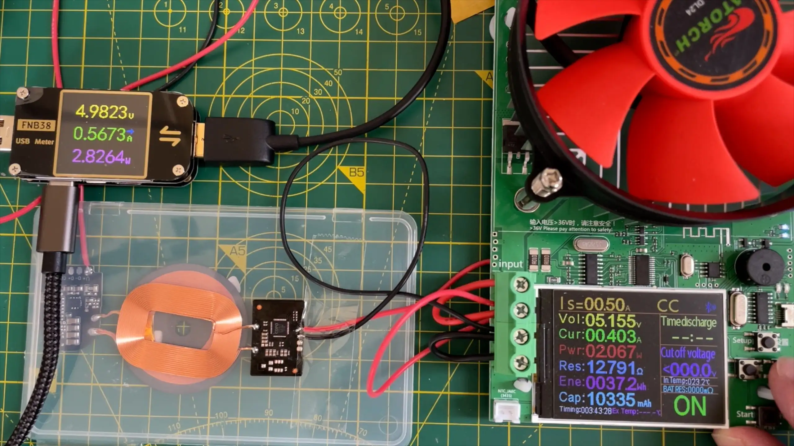 Testing the wireless charging PCBs