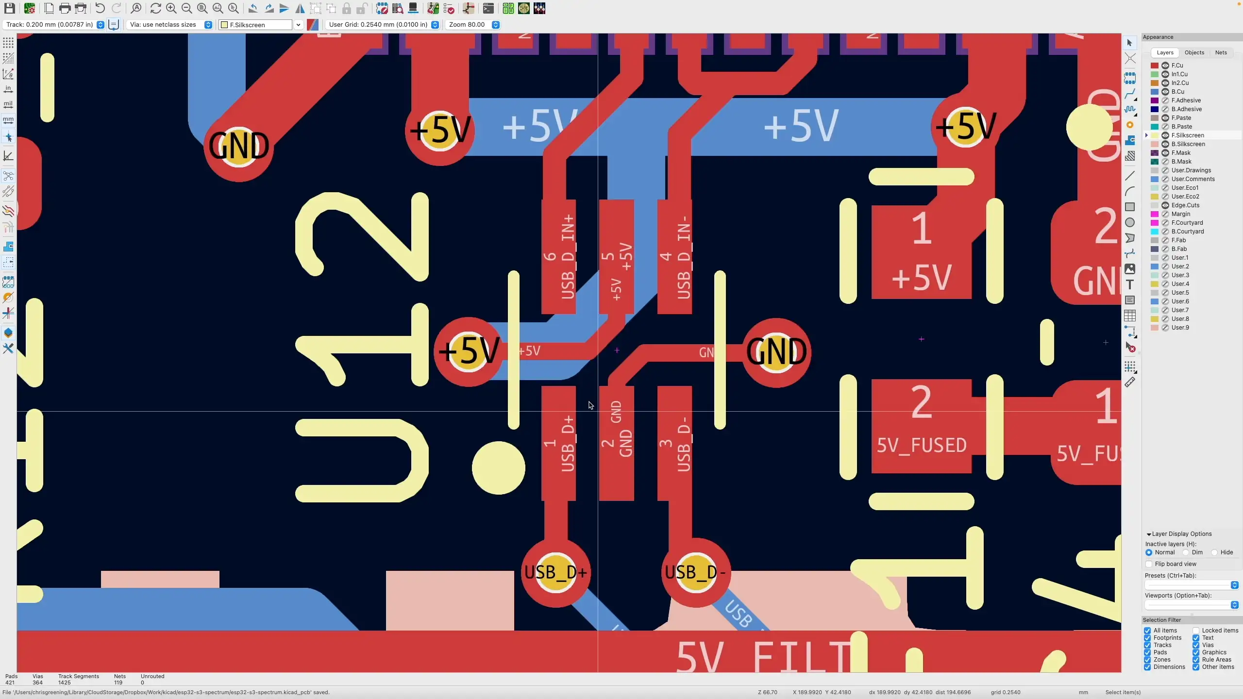 Updated PCB with the new footprint