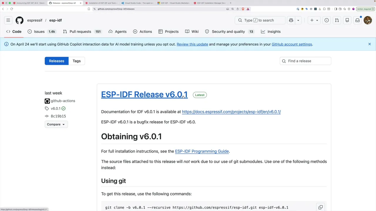 ESP-IDF v6.0.1 release on GitHub